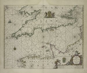 Mapa antiguo del Canal, 1666 (grabado en color) de Pieter Goos